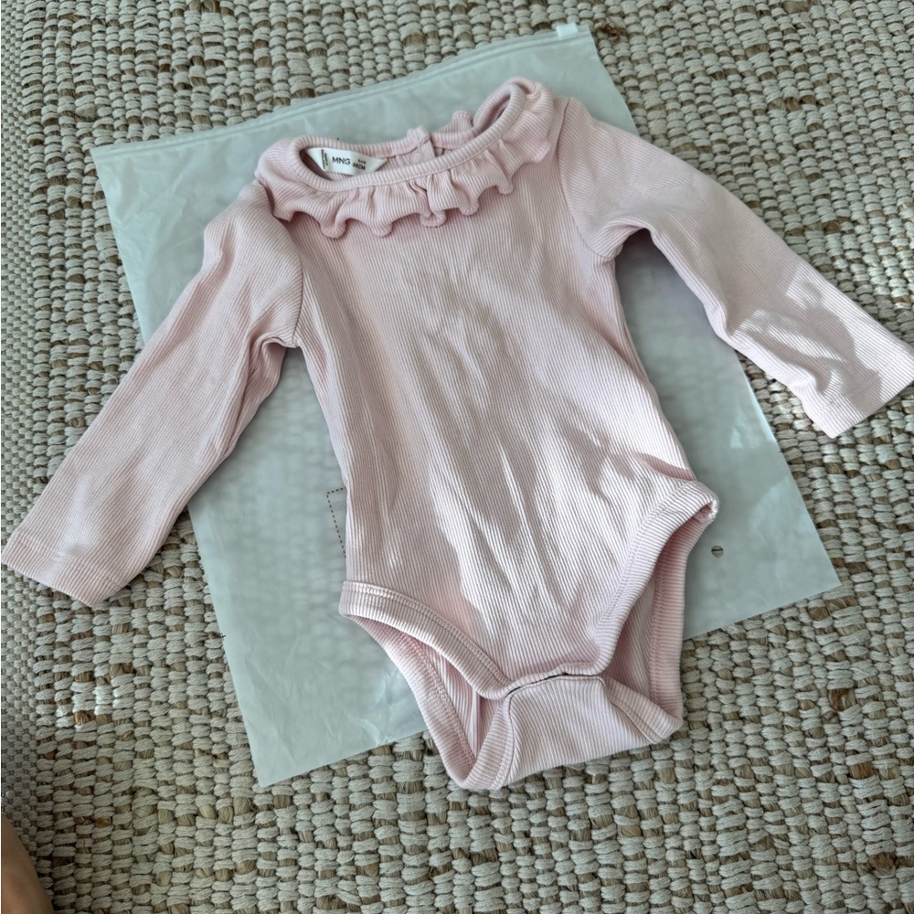 Mango 100% cotton Light Pink Ruffled Bodysuit